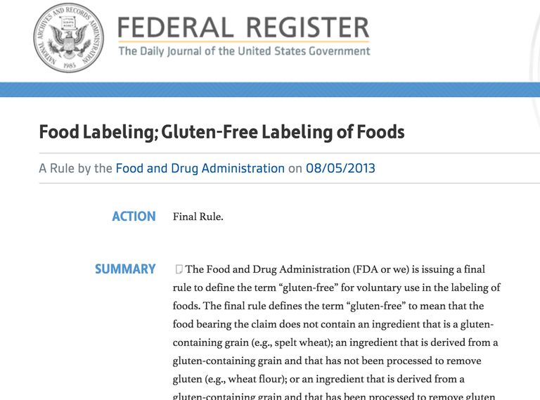 deler million, FDAs regler, foreslåtte regler, glutenfri merking, inneholder mindre